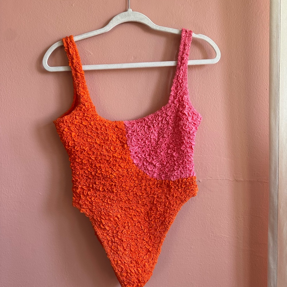 Mara Hoffman Pink and Orange Textured Swimwear
